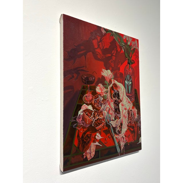 Contemporary Contemporary Gothic Pomegranate Still Life Oil Paint on Canvas by Tara Sabini For Sale - Image 3 of 3