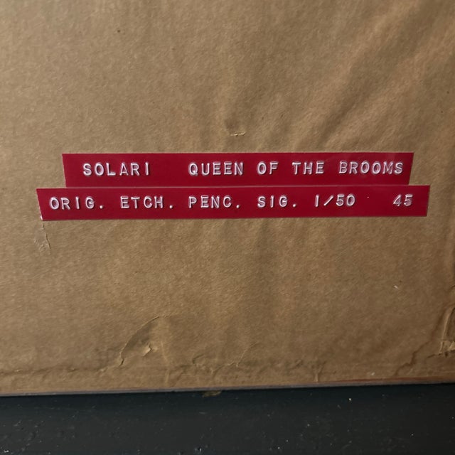 #1 of 50 | Luis Alberto Solari Signed and Numbered Etching - “Queen of the Brooms” Professionally Assembled in Its Original Mid-Century Frame For Sale - Image 10 of 10