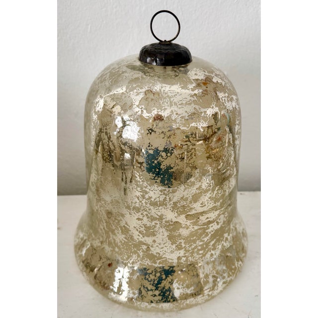 Mercury Glass Oversized Bell Ornament For Sale - Image 4 of 4