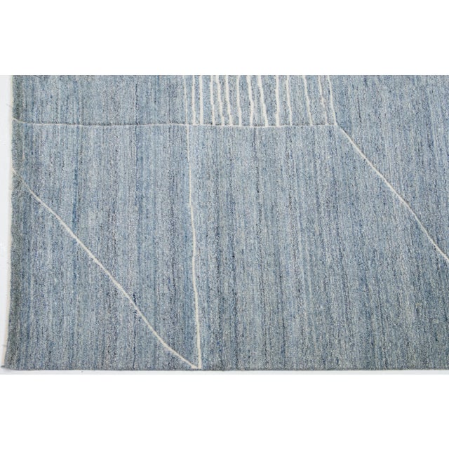 2020s Handmade Apadana's Blue Modern Moroccan Style Wool Rug For Sale - Image 4 of 7