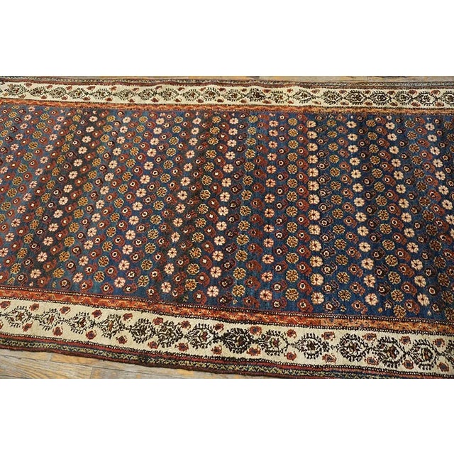 Traditional Formidable Royal Blue Background With Linear Rows of Flowers Houndstooth Pattern Antique Persian Rug For Sale - Image 3 of 7