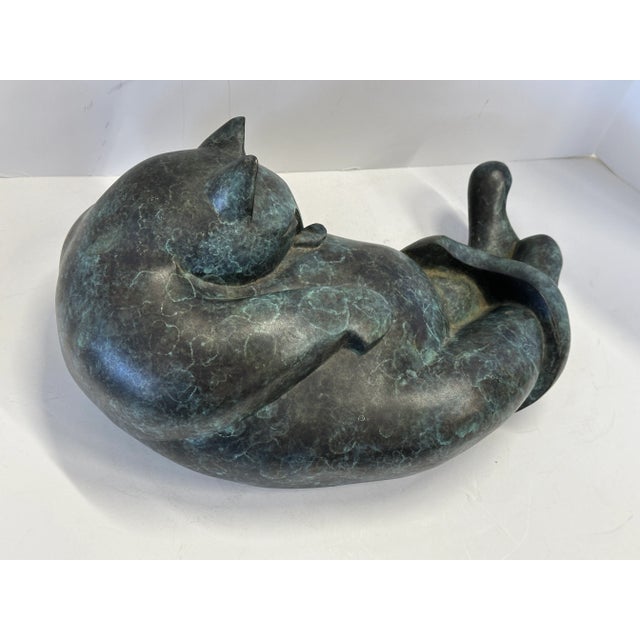 Barbara Beretich “Tanko” Bronze Cat Sculpture 1996 For Sale - Image 11 of 11