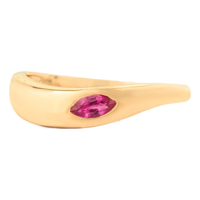 Chic Gypsy Set Ruby Chunky 14k Yellow Gold Dome Ring Size 4 by VRJewels For Sale