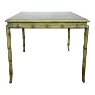 Hollywood Regency Faux Bamboo and Cane Table For Sale