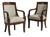 Pair of 19th Century French Chestnut Brown Empire Upholstered Armchairs For Sale