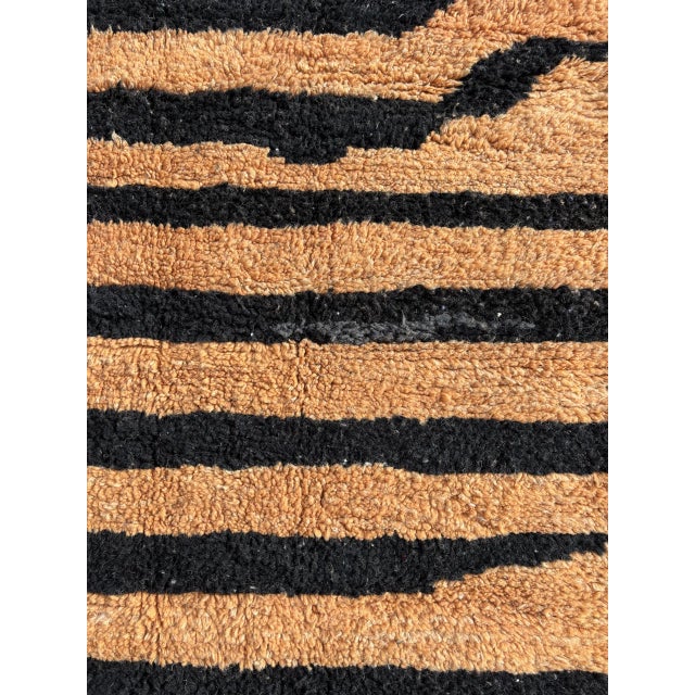 Textile Moroccan Rug with Black and Orange Stripes, 1990s For Sale - Image 7 of 9