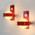 Space Age Wall Lamps in Red & White Glass & Plastic, 1970s, in Good conditions. Designed 1970 to 1979 Up to 250V...