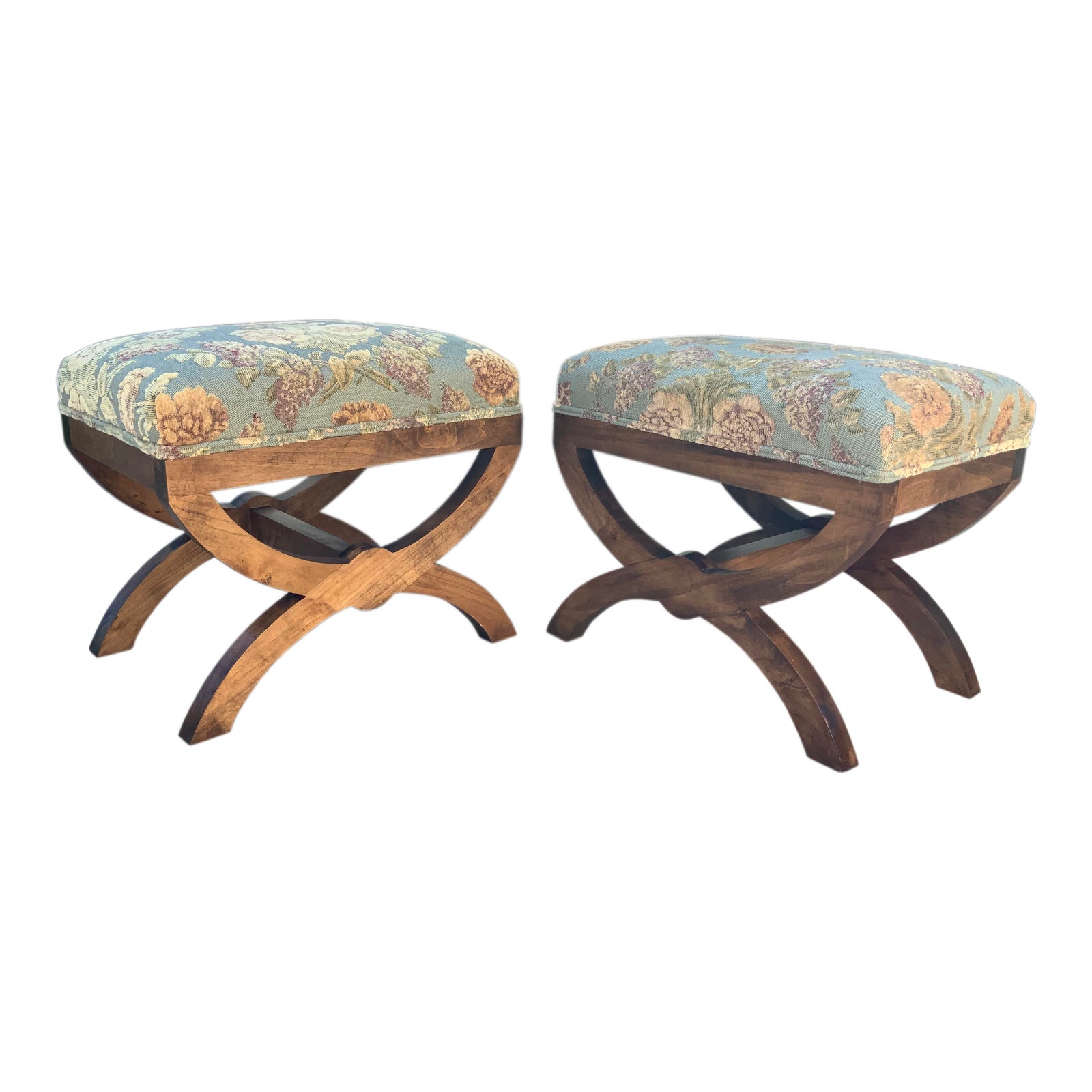 Tuscan Style Ottomans A Pair Chairish
