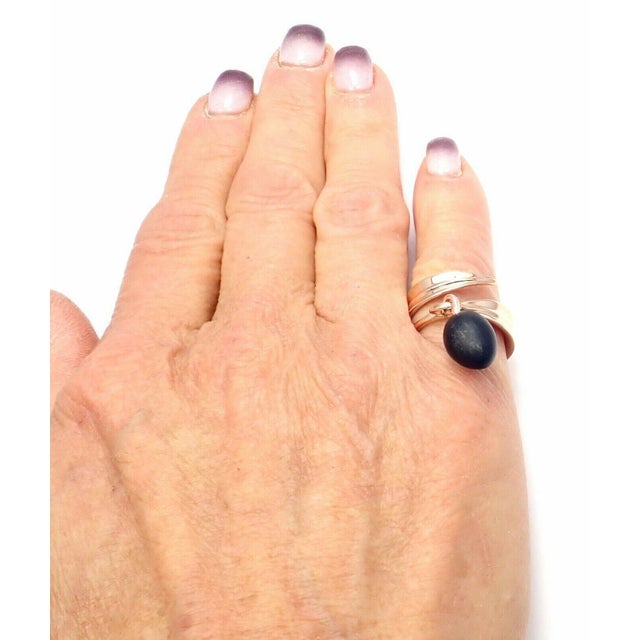 Hermes Olive 18k Rose Gold Wood Band Ring For Sale - Image 9 of 10