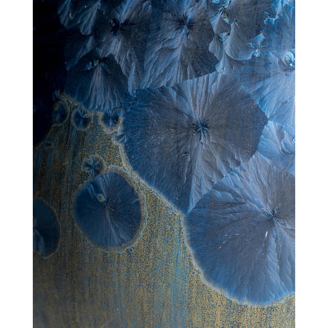 Black Crystalline Blue Ceramic Vase by Albert Kiessling, Germany, 1996 For Sale - Image 8 of 10