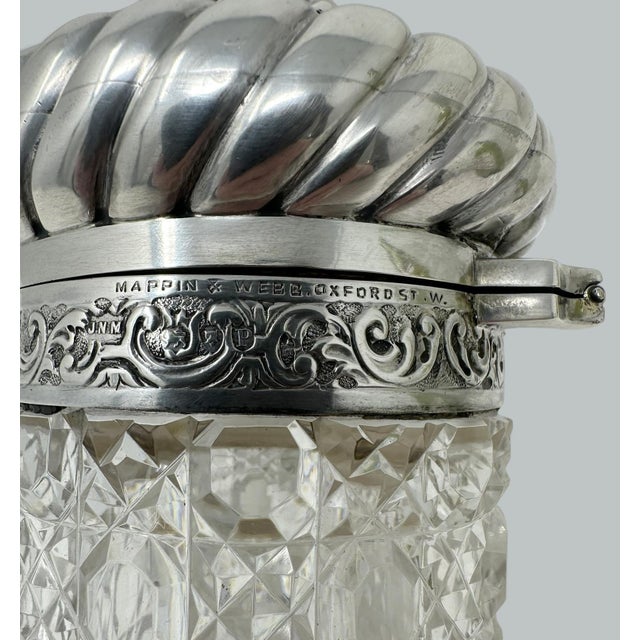 Stunning English heavy gauge Sterling Silver and hand cut full led Crystal lidded jar of generous size, made by renowned...