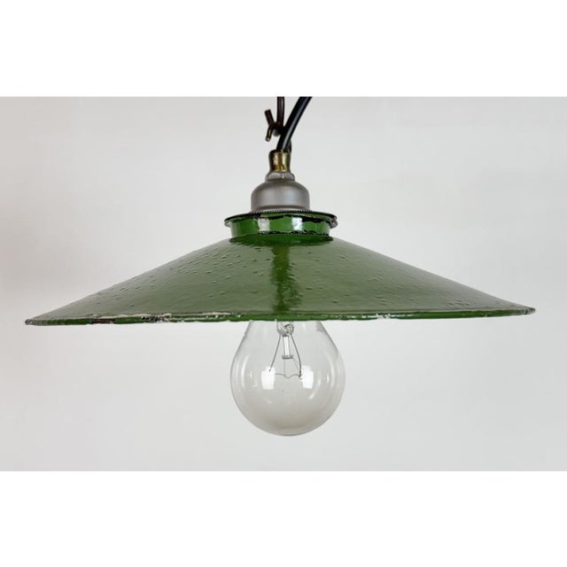 Industrial Green Enamel Light, 1950s For Sale - Image 6 of 17