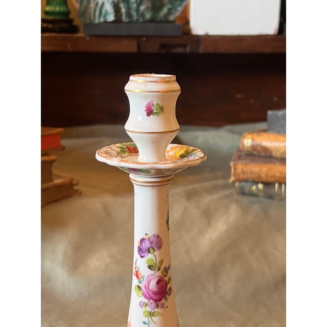 Late 19th Century Dresden Porcelain Rococo Revival Handpainted Single Candleholder For Sale - Image 9 of 10