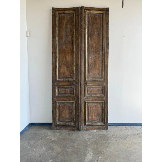 19th Century 19th Century French Carved Doors With Distressed Wood and Gilt Accents For Sale - Image 5 of 15