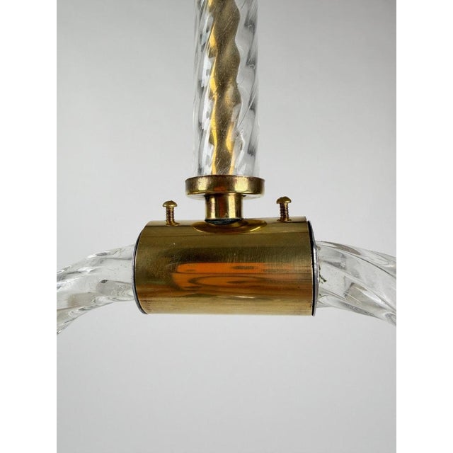 Art Deco Italian Murano Glass and Brass Pendant in the style of Barovier, 1930s For Sale - Image 9 of 18