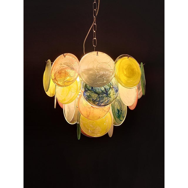 Vintage Alabaster Murano Glass Disc Chandelier, Italy, 1981 For Sale - Image 10 of 11