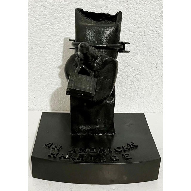 Contemporary José Marmol, "American Marriage" Painted Bronze Outsider Assemblage Sculpture Signed Marmol, 1995 For Sale - Image 3 of 6