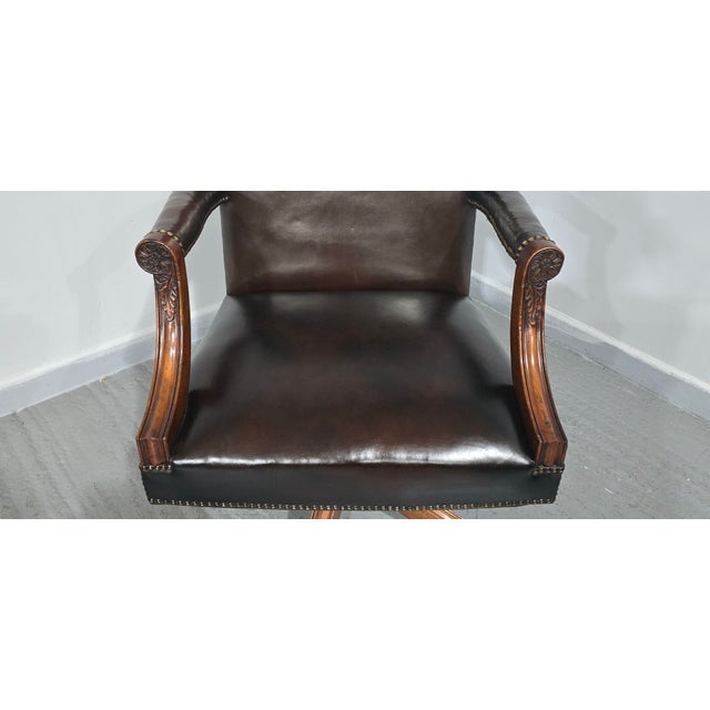Mahogany Swivel Office Desk Chair, 1920 For Sale - Image 12 of 15