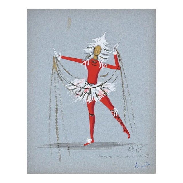 Pascal Av. Montaigne - Original Tempera on Paper by Esy Beluzzi - 1956 1956 For Sale