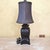 Asian Inspired Black & Brown Porcelain Medallion Table Lamp With Shade For Sale - Image 9 of 18