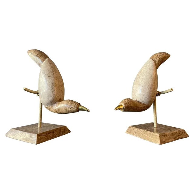 Tessellated Marble Perched Birds, 1980, Set of 2 For Sale - Image 13 of 13