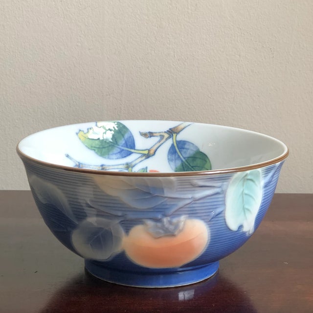 Offering a beautiful vintage porcelain decorative bowl with peach tree motif handcrafted in Japan for Andrea by Sadek....
