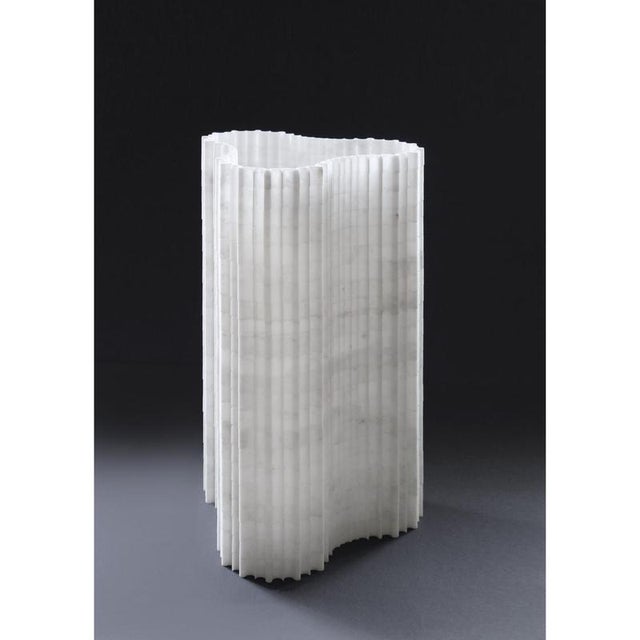 Stone Stripes A5 Decorative Table Lamp in Afyon White Marble by Bufalini Marmi For Sale - Image 7 of 13
