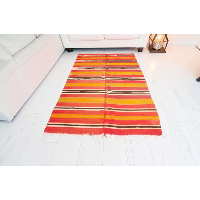 Textile Bohemian Floral Wool Kilim Rug For Sale - Image 7 of 10