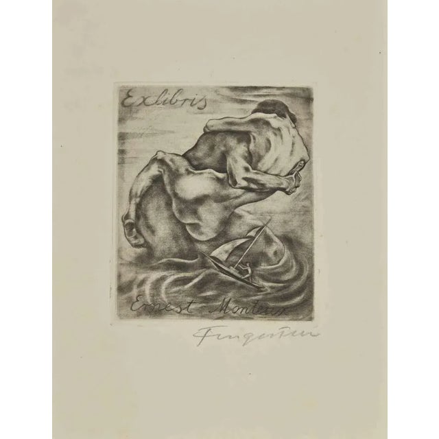 Ex Libris - Ernest Monteux is an Etching print created by Michel Fingesten in 1930s. Hand signed on the lower margin....