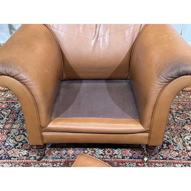 Modern English Leather Club Chair, 1990s For Sale - Image 4 of 17