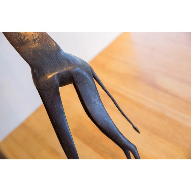 Metal Vintage African Giraffe With Dark Patina For Sale - Image 7 of 9