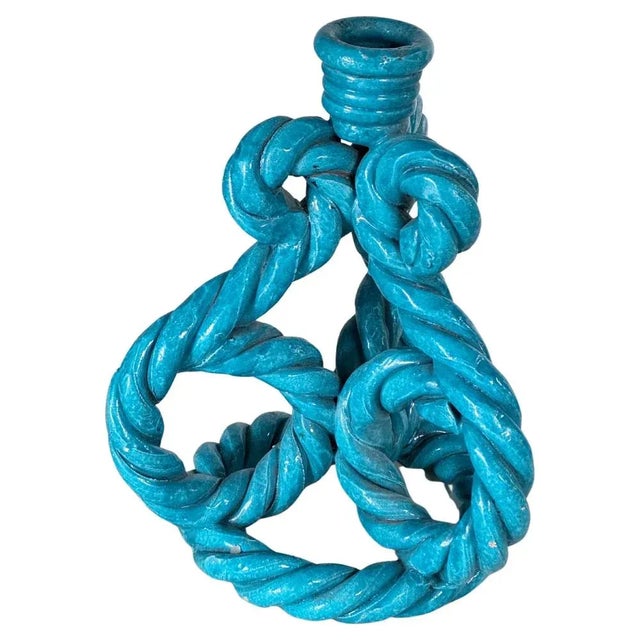 Rococo French Candleholder in Ceramic, 1970s For Sale - Image 3 of 10