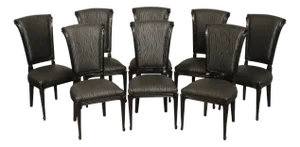 Italian Art Deco Style Set of Eight Ebonized Dining Chairs