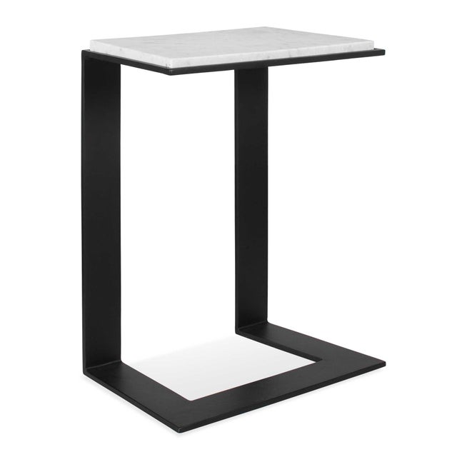 Contemporary Kenora White Marble Accent Table For Sale - Image 3 of 11