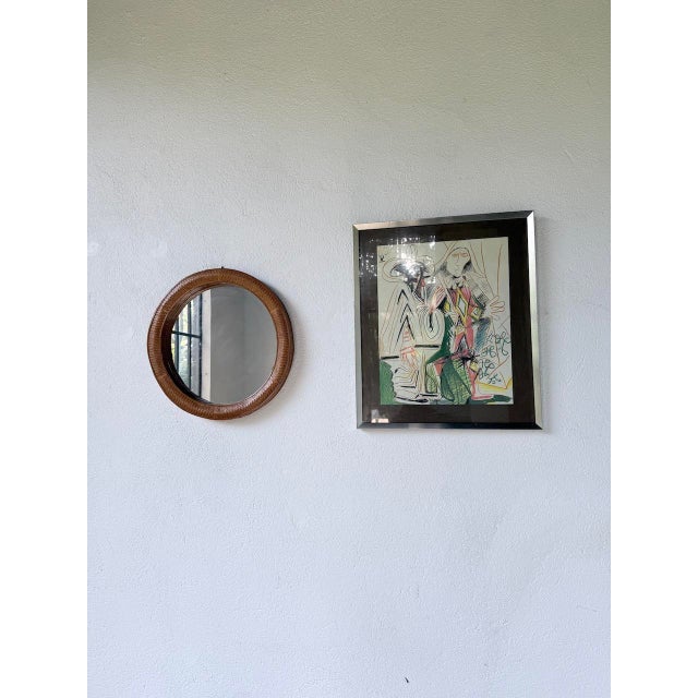 Round Wicker Mirror, 1960s For Sale - Image 4 of 18