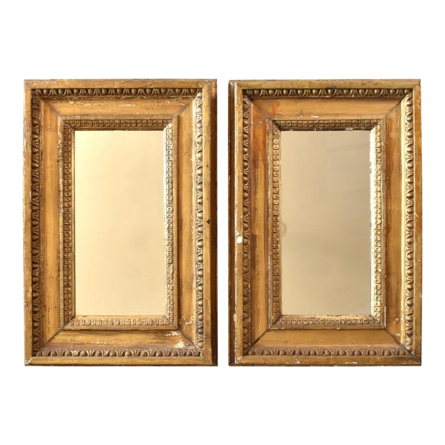 Antique 18th-Century French Giltwood Mirrors - a Pair For Sale