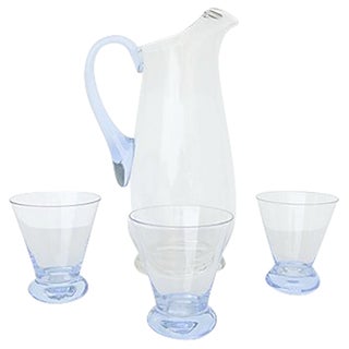 Vintage Glass Juice Service - Set of 4 For Sale