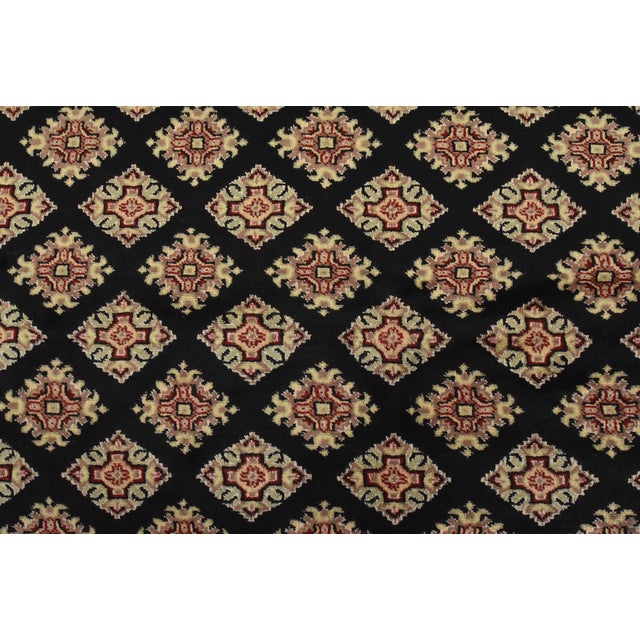 Bokhara Jaldar Rug 6′ X 9’3” Black Wool Tribal Hand-Knotted Oriental Carpet For Sale - Image 9 of 13