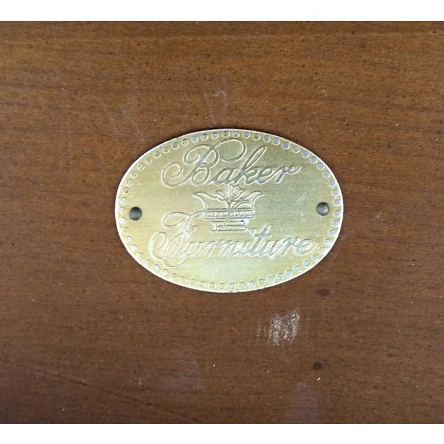 Mid 20th Century Baker large Round Single Pedestal Base Three Extension Boards Dining Table For Sale - Image 5 of 13