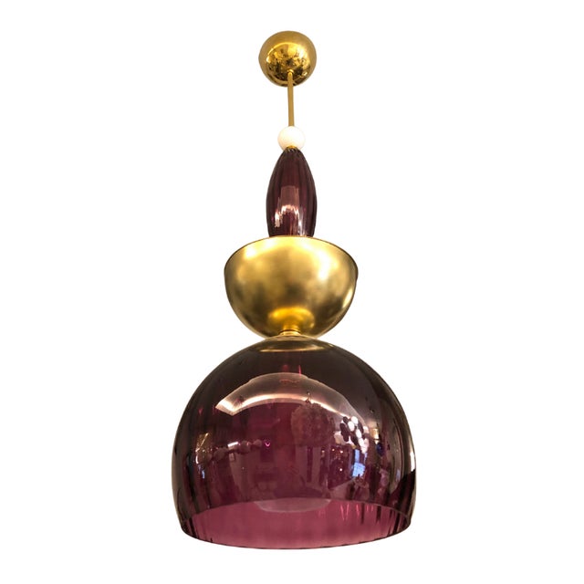 Mid-Century Modern Mid-Century Murano Glass Malva Cup Lamp For Sale - Image 3 of 5