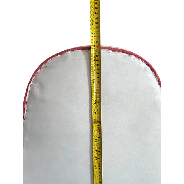 Custom Upholstered Twin Headboards in Ivory Canvas With Pink Contrast Welt Scalloped Silhouette Coastal Hollywood Regency For Sale - Image 13 of 15