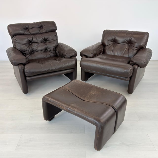 Dimensions: H 37” x W 38” x D 37” x SH 18” H 32.5” x W 38” x D 37” x SH 18” Ottoman: H 14” x W 26.5” x D 19” Pair of...