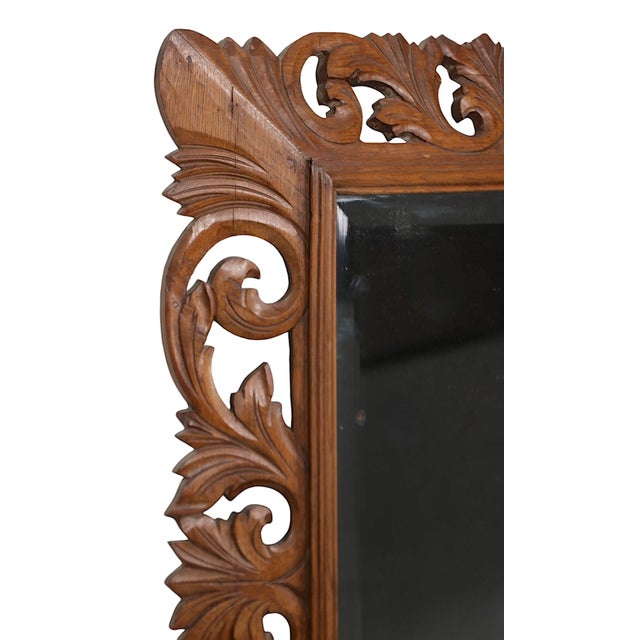1970s Craved Wood Brutalist Style Mirror Made in Mexico C. 1970's For Sale - Image 5 of 10
