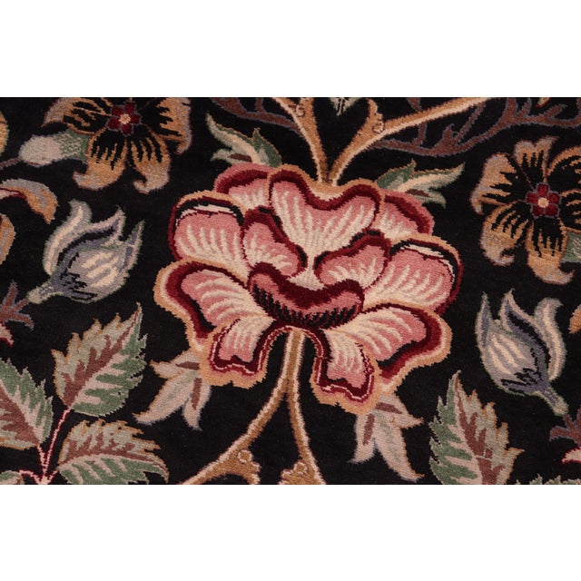 Floral 1990's Pak-Persian Black/Brown Wool Rug - 8'2'' X 10'3'' For Sale - Image 4 of 9