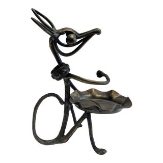 John Josten Wrought Iron Dog Candle Holder Sculpture For Sale