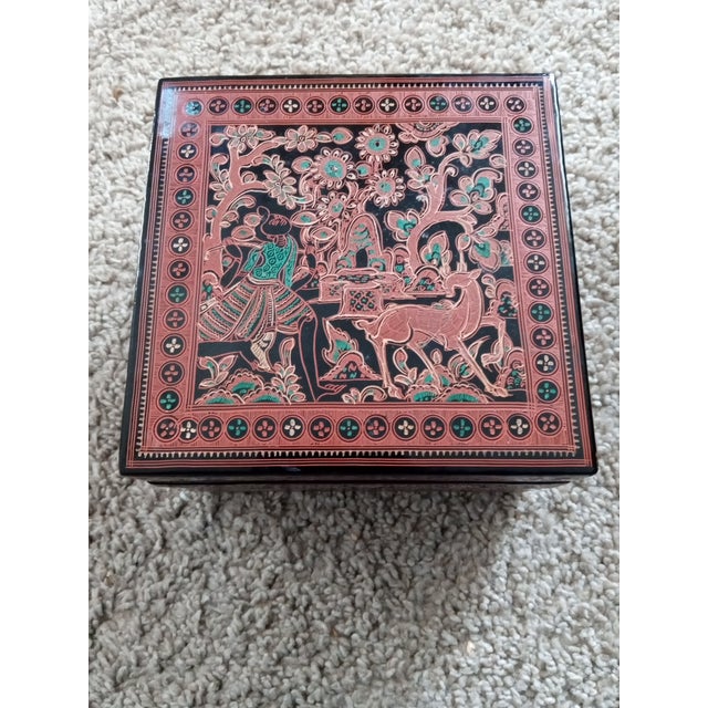 1960s Gorgeous Kotobuki Japan Lacquer Ware Trinket Box For Sale In Dallas - Image 6 of 7