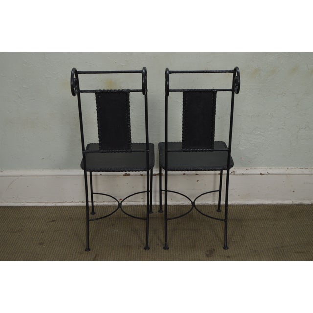 Wrought Iron & Leather Dining Chairs Set of 4 Chairish