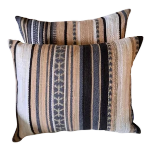 Serape Blanket Lumbar Pillows Kravet Couture Fabric Custom Made Contemporary Serape Blanket-Style Pillows- a Pair