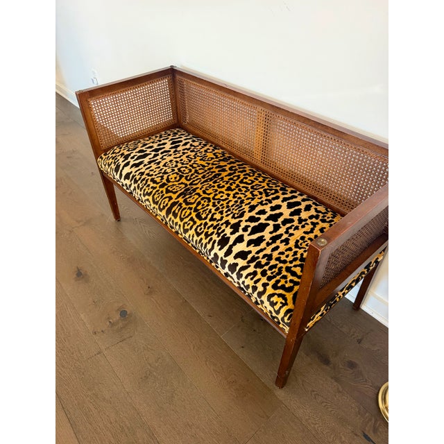 Mid 20th Century Vintage Hollywood Regency Leopard Serengeti Bench For Sale - Image 5 of 6