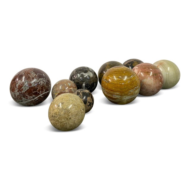 Selection of Specimen Marble and Stone Spheres, Set of 10 For Sale - Image 13 of 13